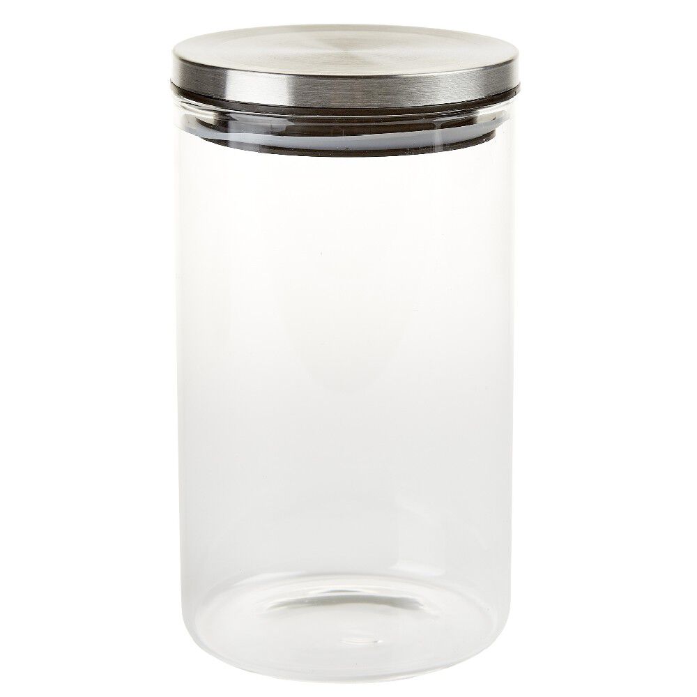 Bocal hermétique verre transparent couvercle métal silicone