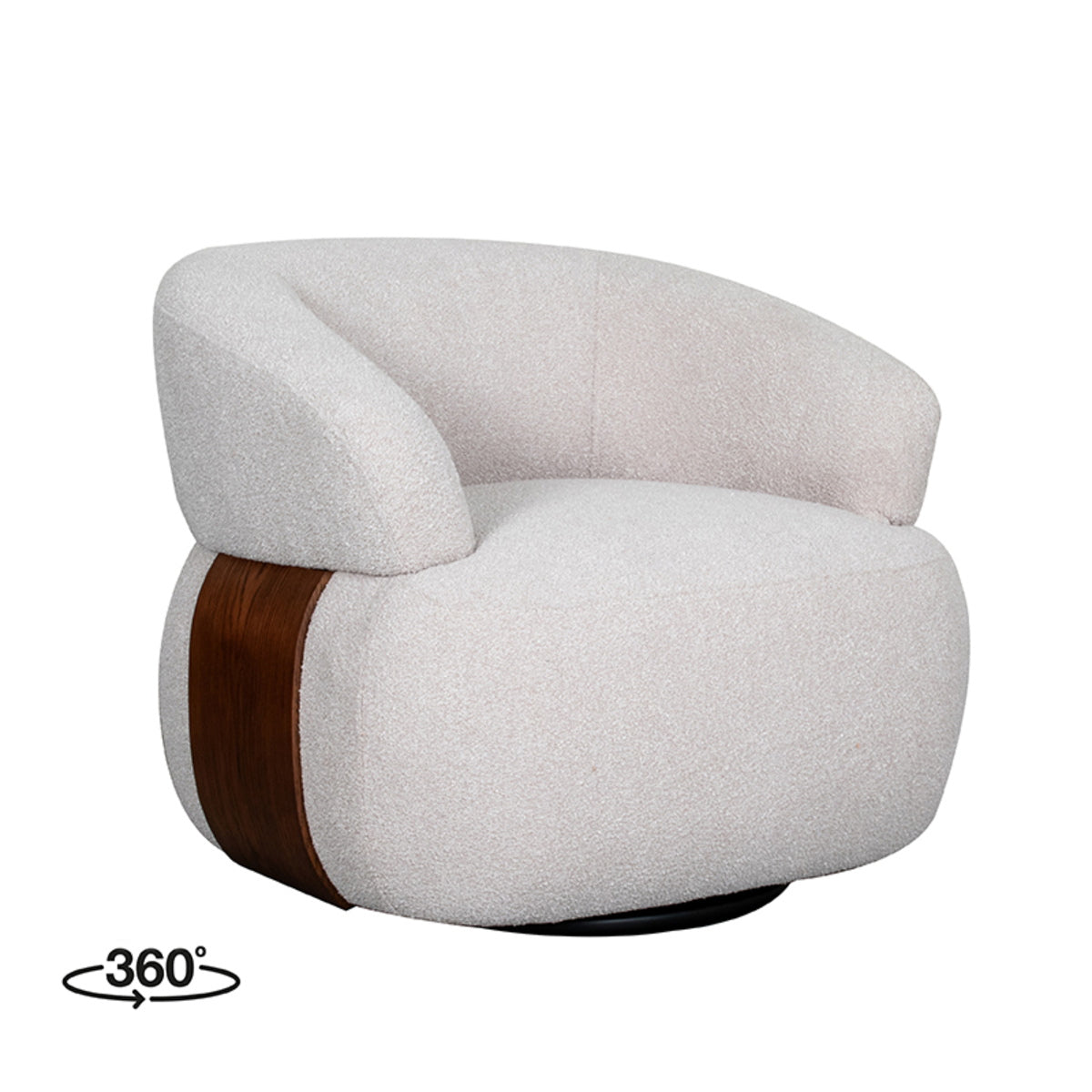 LABEL51 Fauteuil Valenza - Naturel/Walnoot Bouclé - Draaibaar