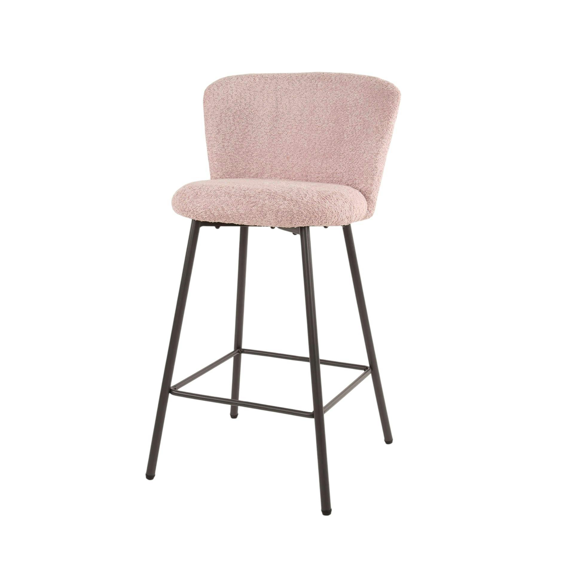 Tabouret de bar rose en tissu bouclette (lot de 2) GALWAY