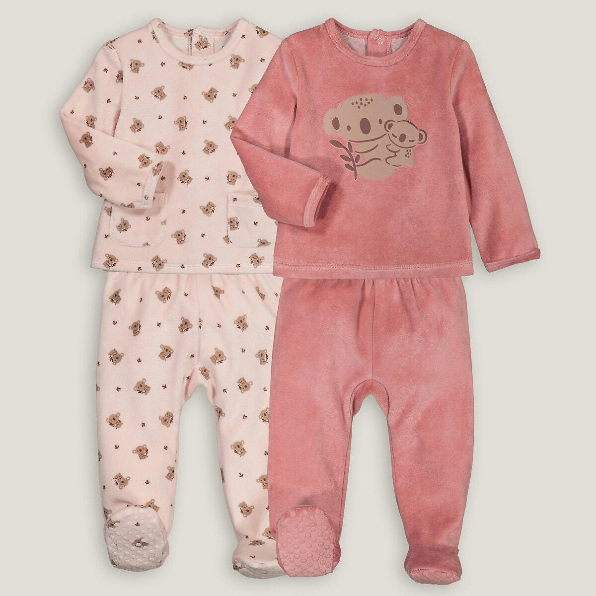 Lot de 2 pyjamas 2 pièces en velours, motif koalas