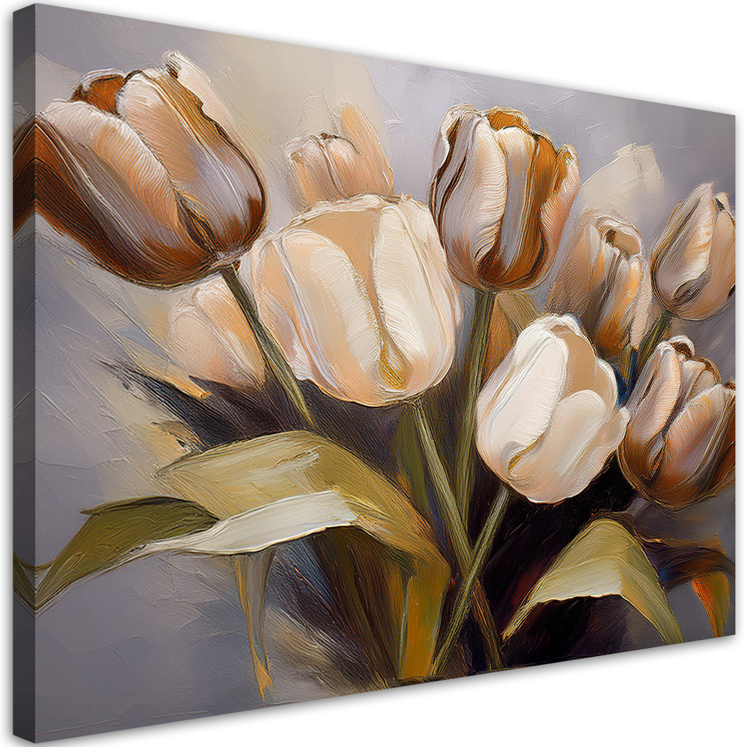 Feeby Obraz na płótnie, Bukiet Tulipanów Beżowy 60x40