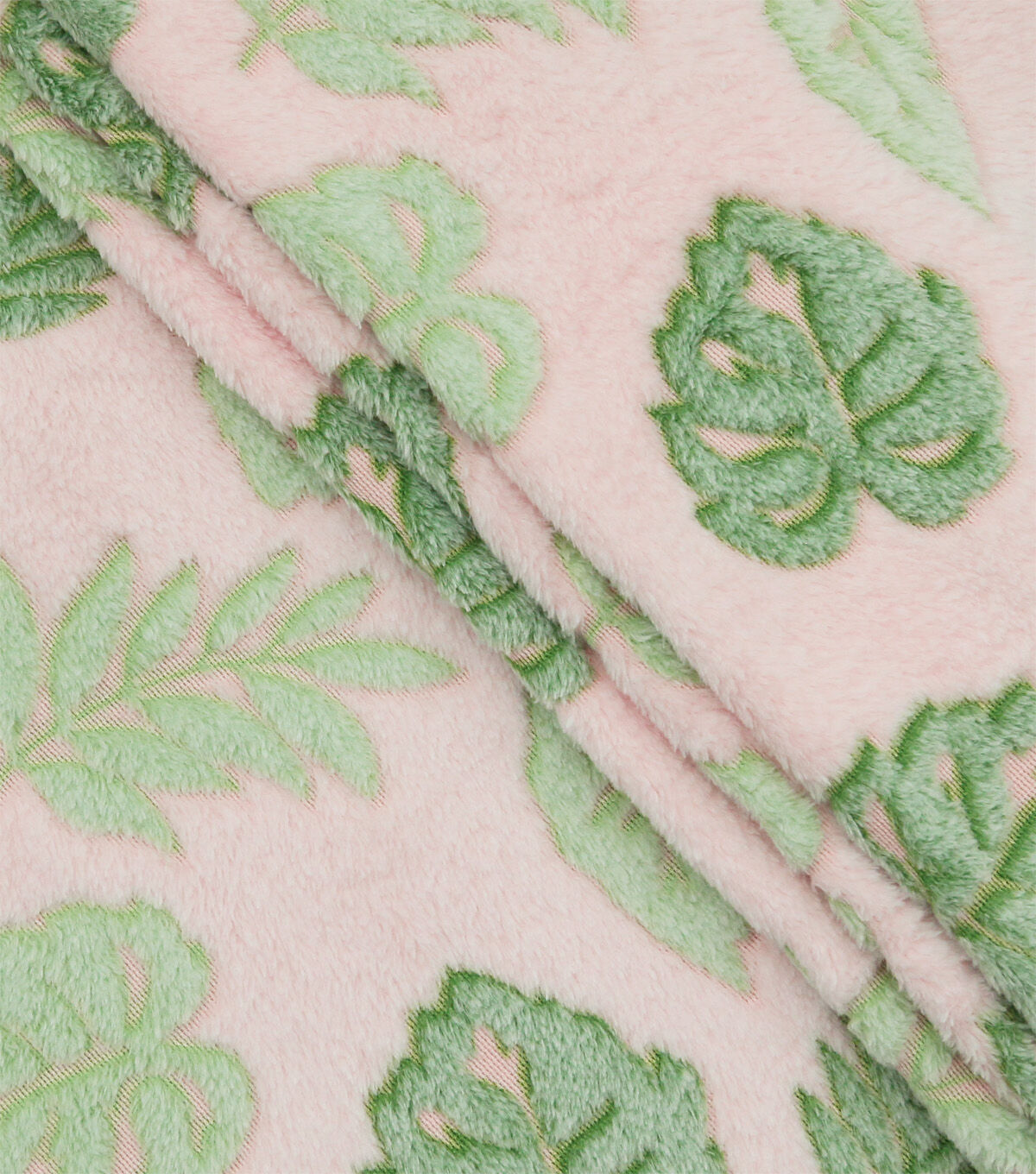 Summer Green Embossed Simple Tropical Leaves Sew Lush Fleece Fabric