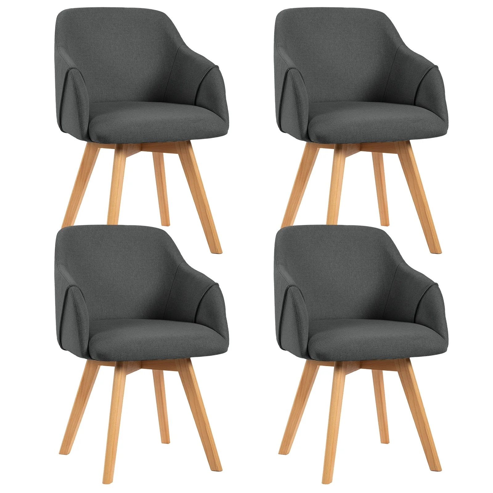 Upholstered Swivel Dining Chairs Set of 2 with Solid Wood Legs - 33.1 H x 21.5 W x 22.5 D