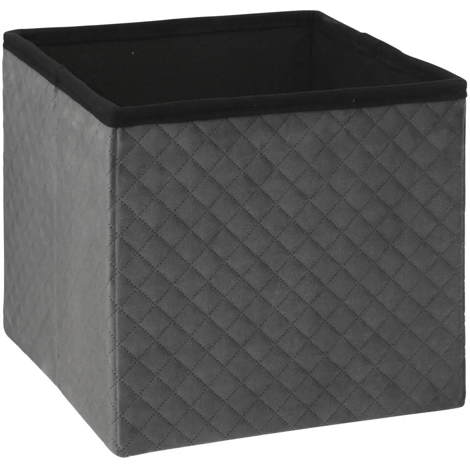 Atmosphera Poef/hocker - opbergbox - donkergrijs - PU/MDF - 31 x 31 cm