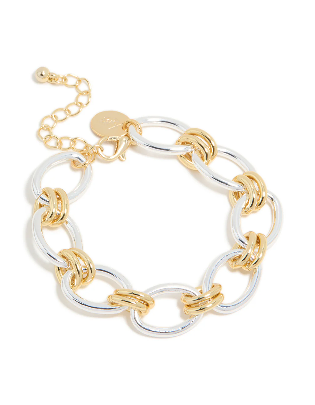 Mixed Metal Plated Oval Multi Link Chain Bracelet