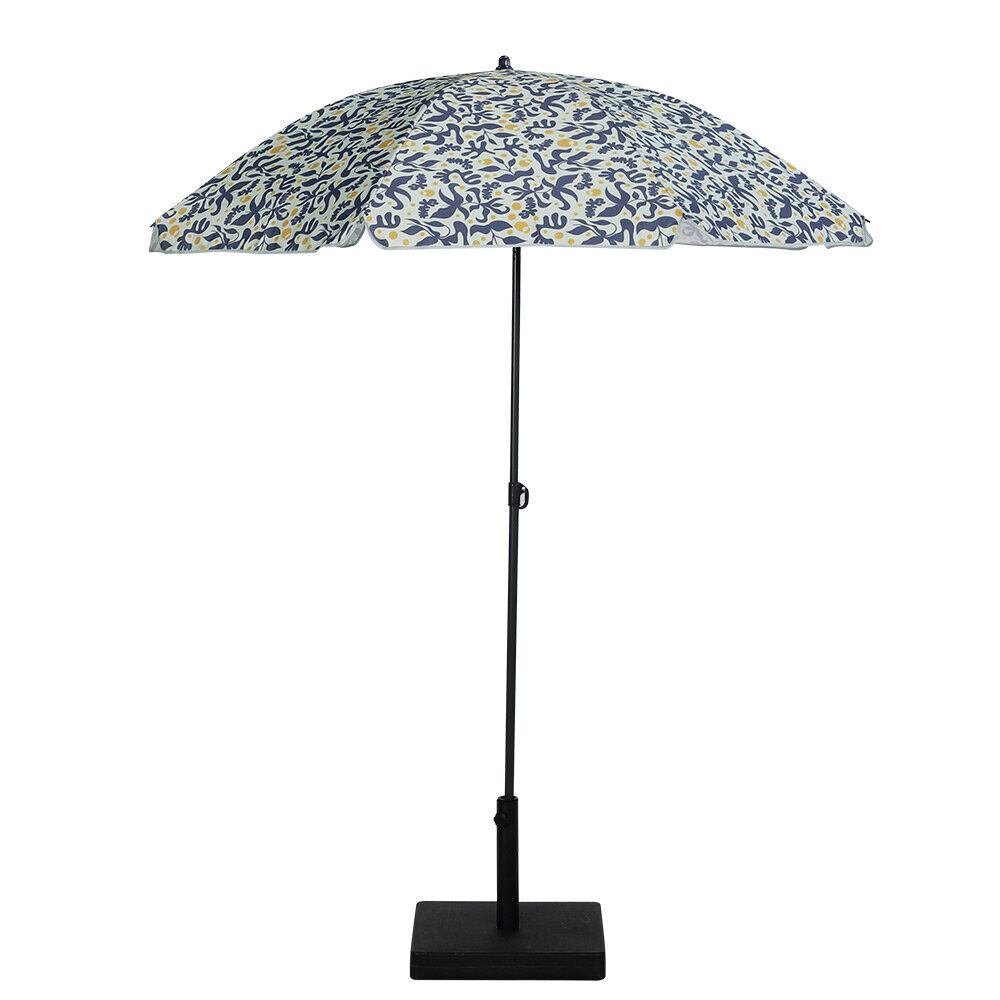 Parasol centré inclinable Sun Ø160xH195cm acier et polyester motif algue