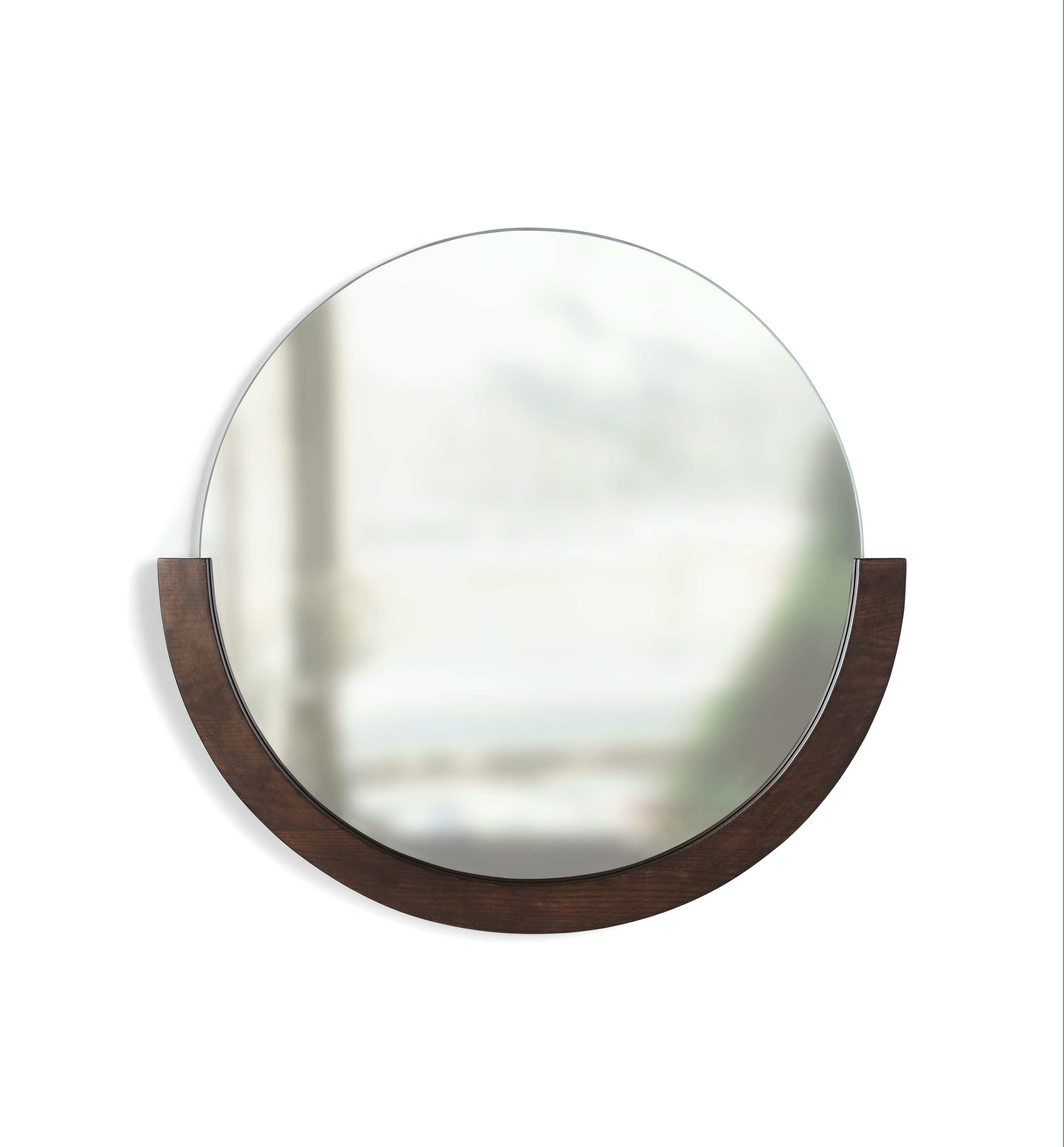 MIRA - Miroir rond bois coloris noyer D 82cm