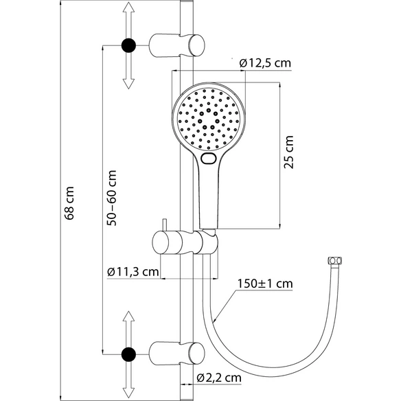 Brause-Set »Telo«, Höhe: 74,6 cm, chromfarben