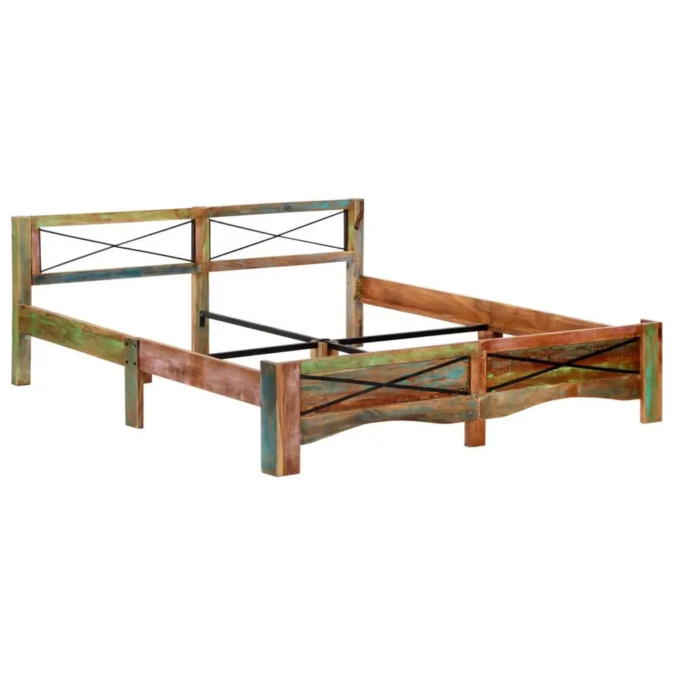 vidaXL - Bed frame - Multikleur - Massief gerecycled hout - 180x200 cm