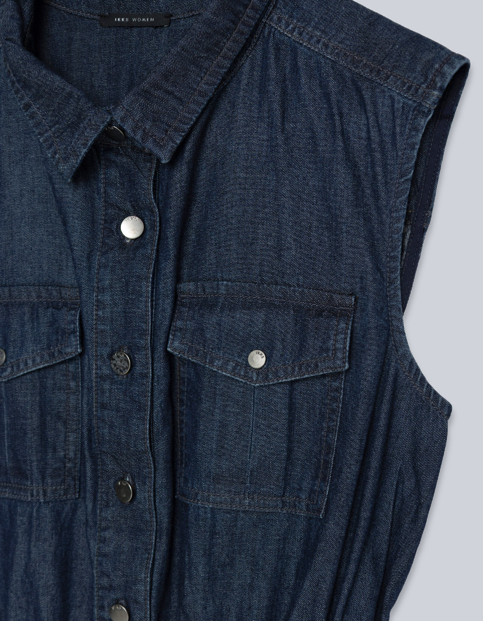 Robe longue en jean brut boutonnée Femme