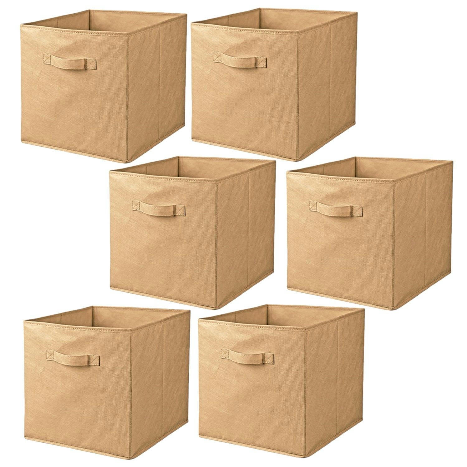 - Lot de 6 cubes de rangement pliables en tissus avec poignée rose