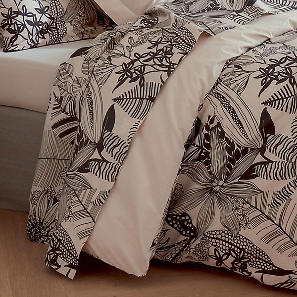 Housse de couette en percale aux impressions noires (140x200 cm - Beige)