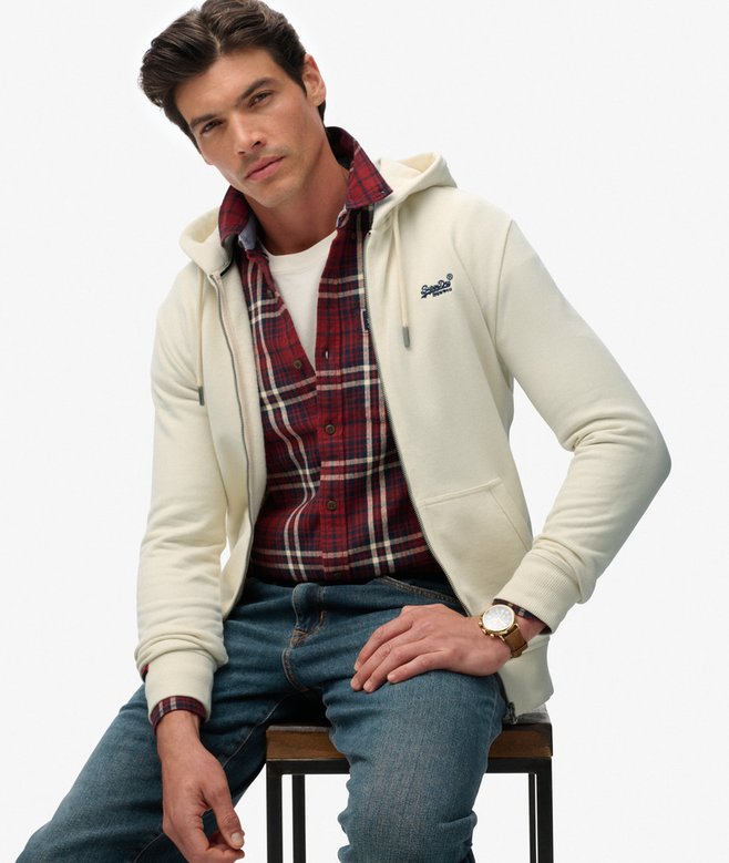 Essential Logo Half Brushed Zip Hoodie