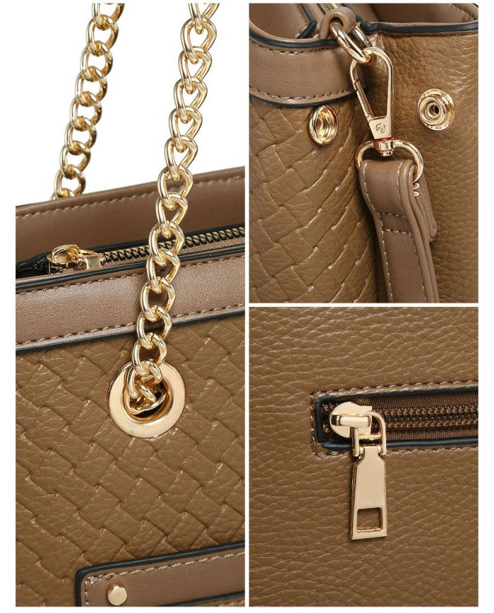 JFY Jfy Weaving Pattern Top Zipped Tote Bag
