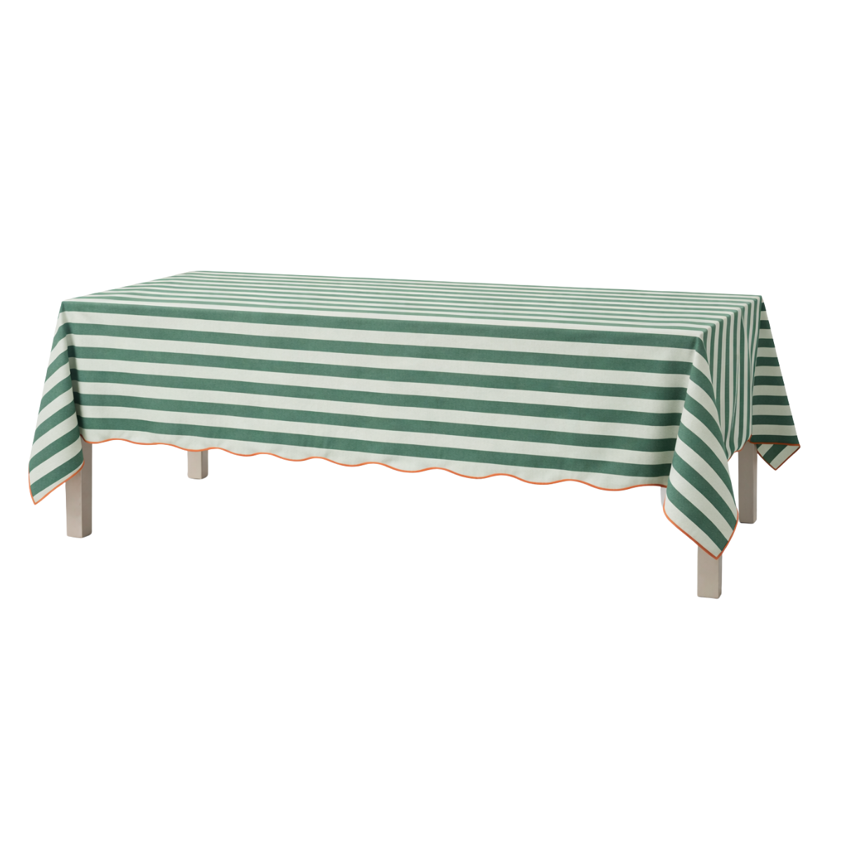 Mica Decorations Gestreept Tafelkleed voor Eettafel - Tafellaken voor Binnen en Buiten 250 x 140 cm - Tafelzeil 100% Katoen - Groen