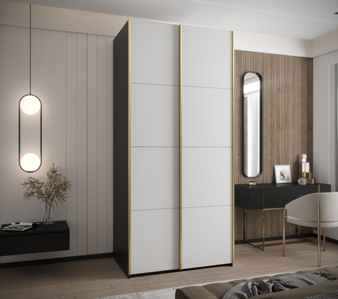 Szafa przesuwna 64 wysoka Lux 1 100 czarny biały złoty
