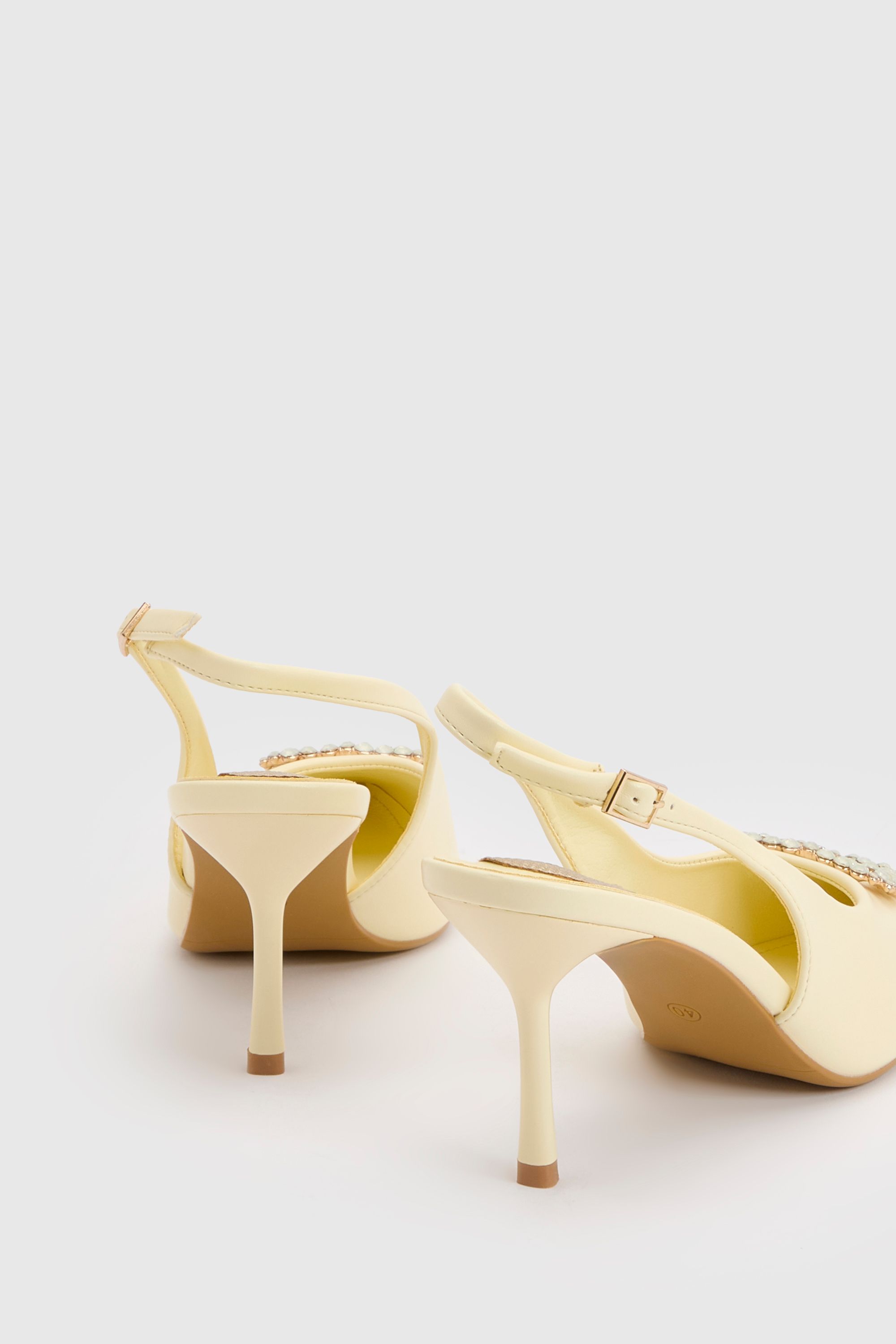 Coast Diana Yellow Faux Leather Square Coloured Trim Medium Stiletto Heel Slingback Court Shoes