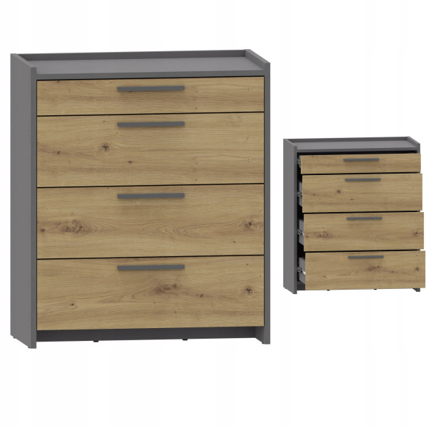 Komoda ALTIVO COM 70 3SW1SN artisan-antracyt duża szafka 4 szuflady ubrania