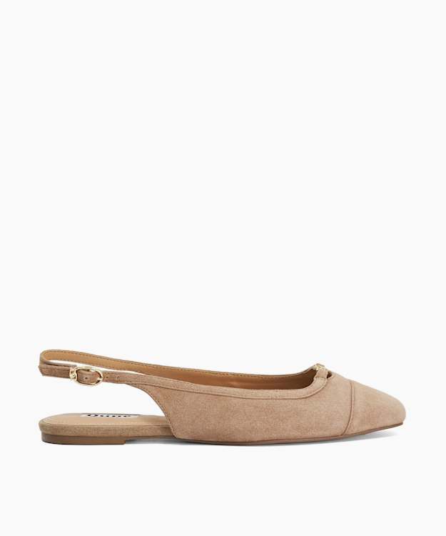 Hanna Caramel - Suede Sling Back Logo Flats