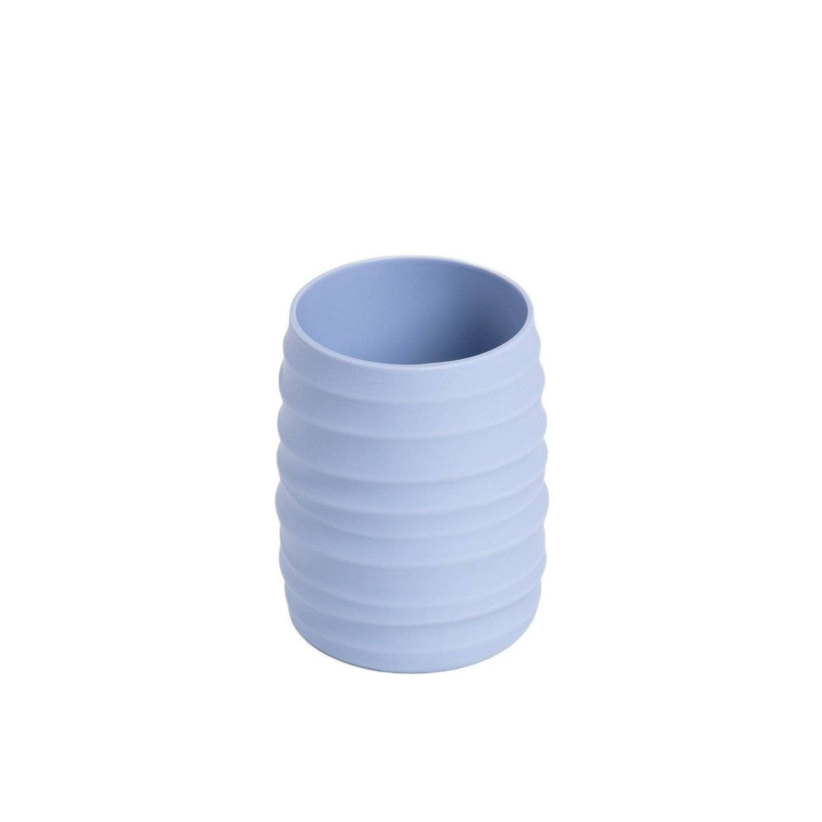 Kubek łazienkowy TORUS z tłoczeniem niebieski 8,2x8,2x11 cm HOMLA