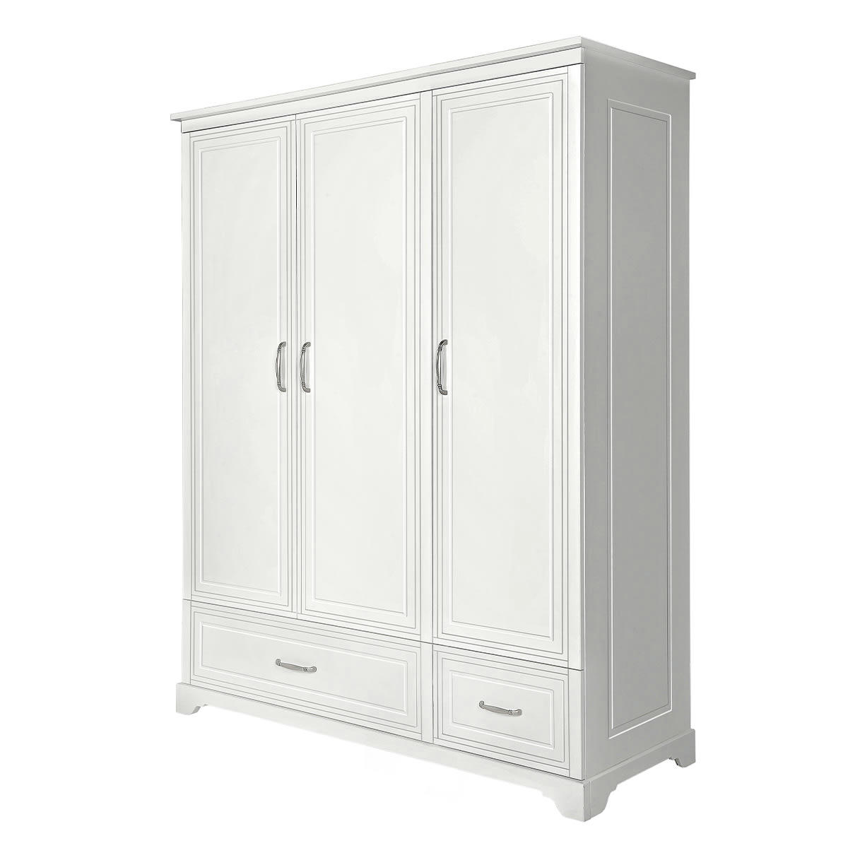 MELODY - Armoire 3 portes 2 tiroirs blanc