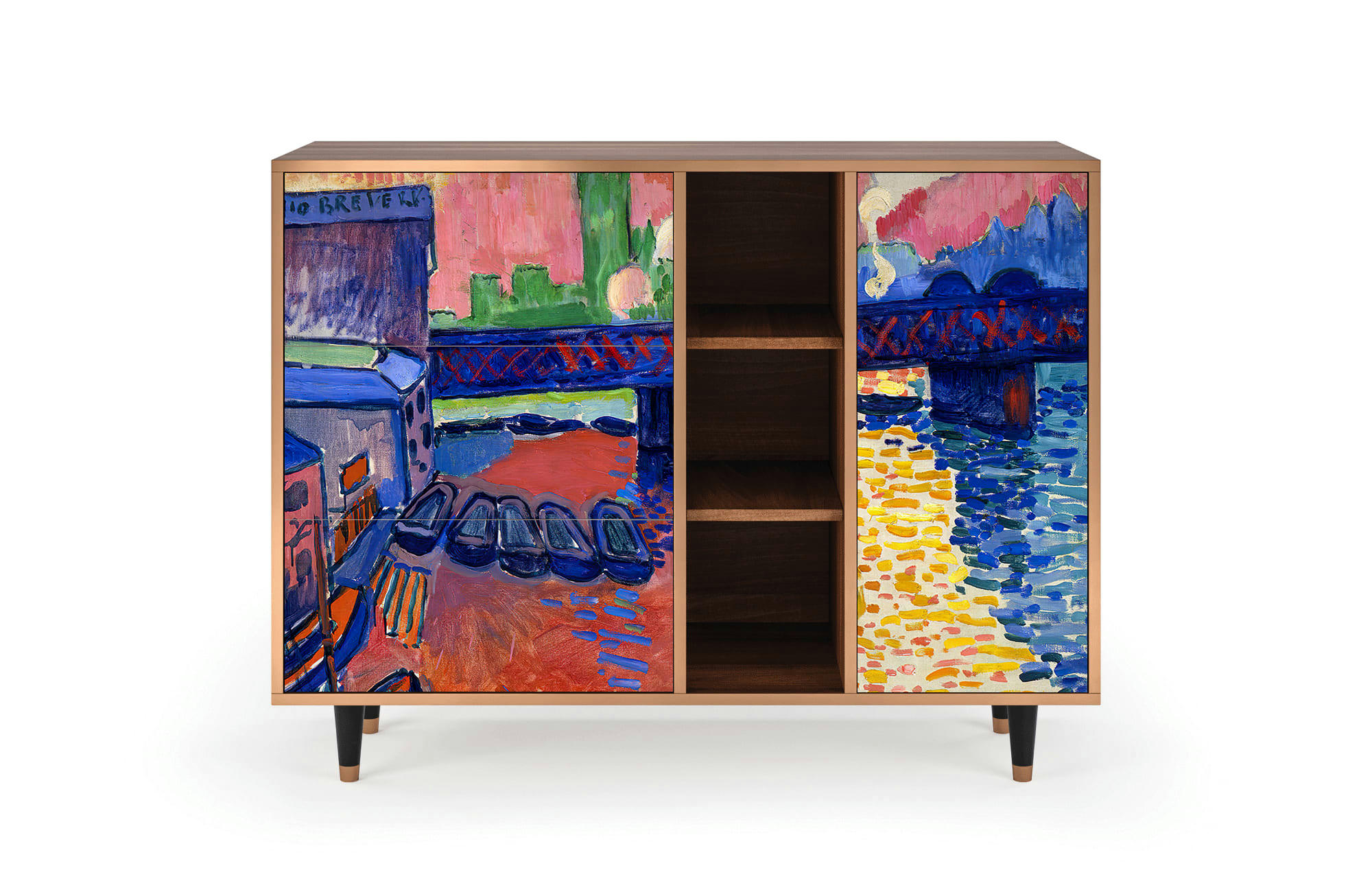 CHARING CROSS BRIDGE BY ANDRE DEAIN - Buffet  multicolore 3 tiroirs et 1 porte L 125 cm