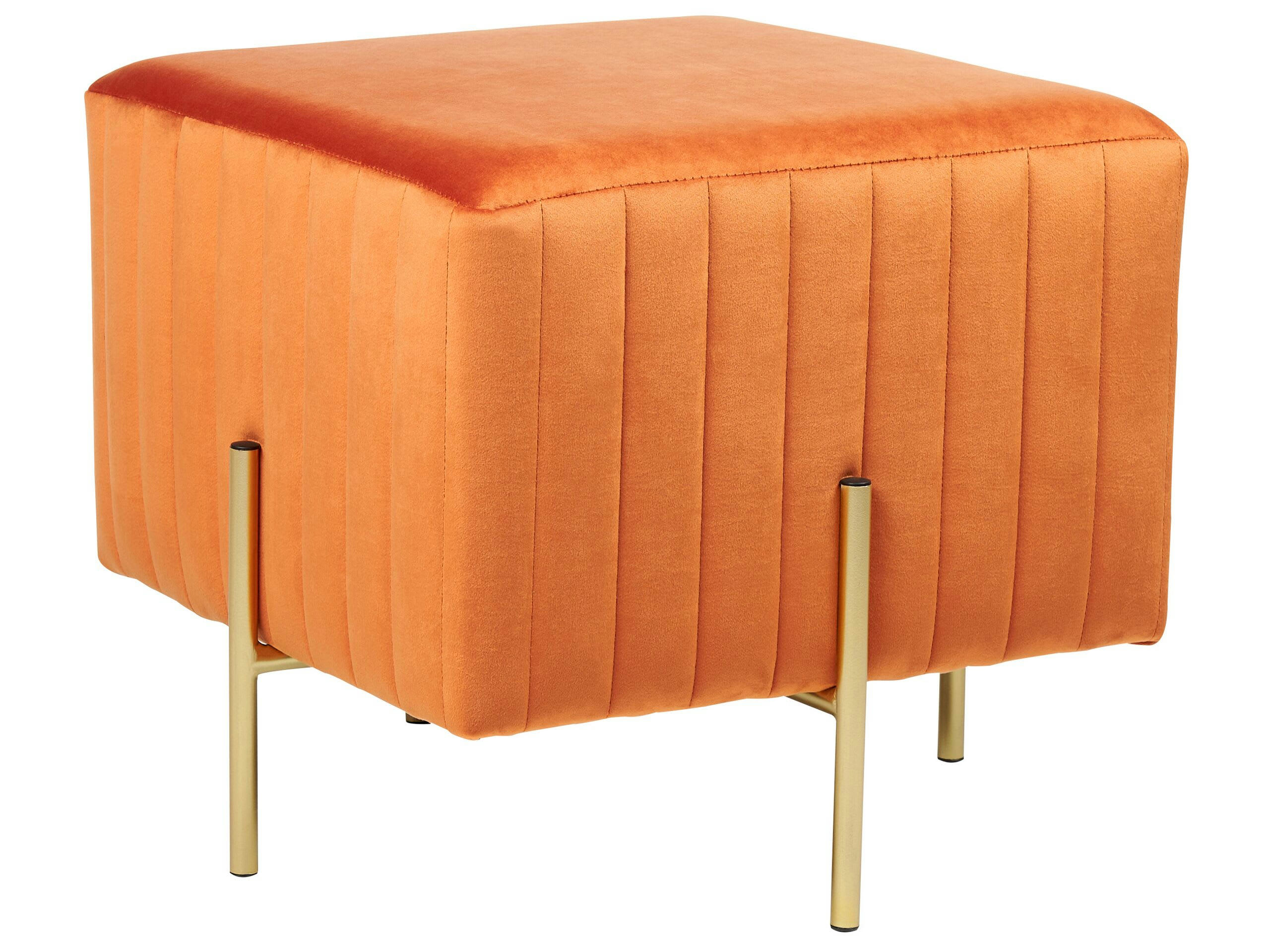 DAYTON - Pouf en velours orange 45 x 45 cm