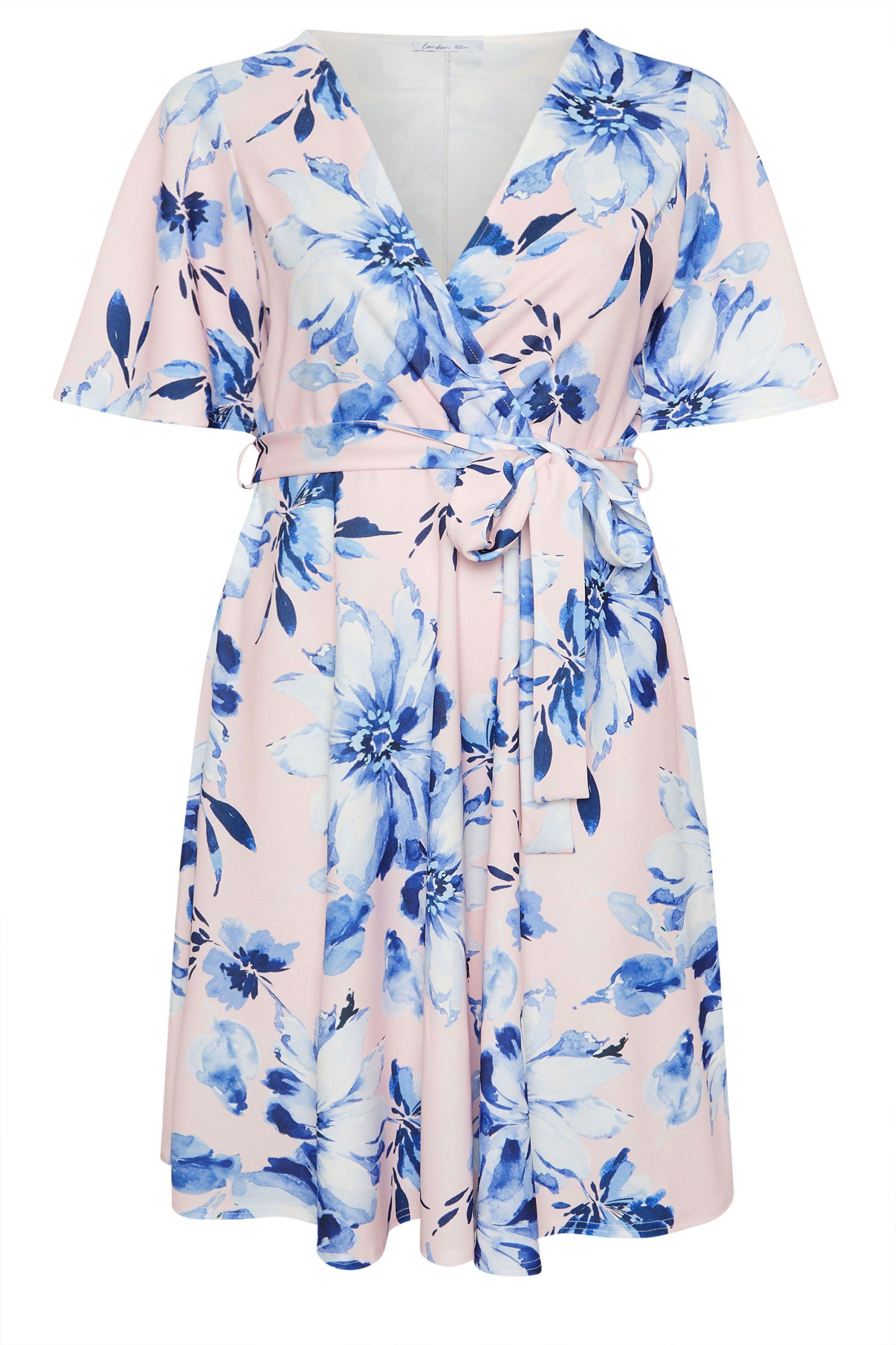 Yours Floral Wrap Skater Dress