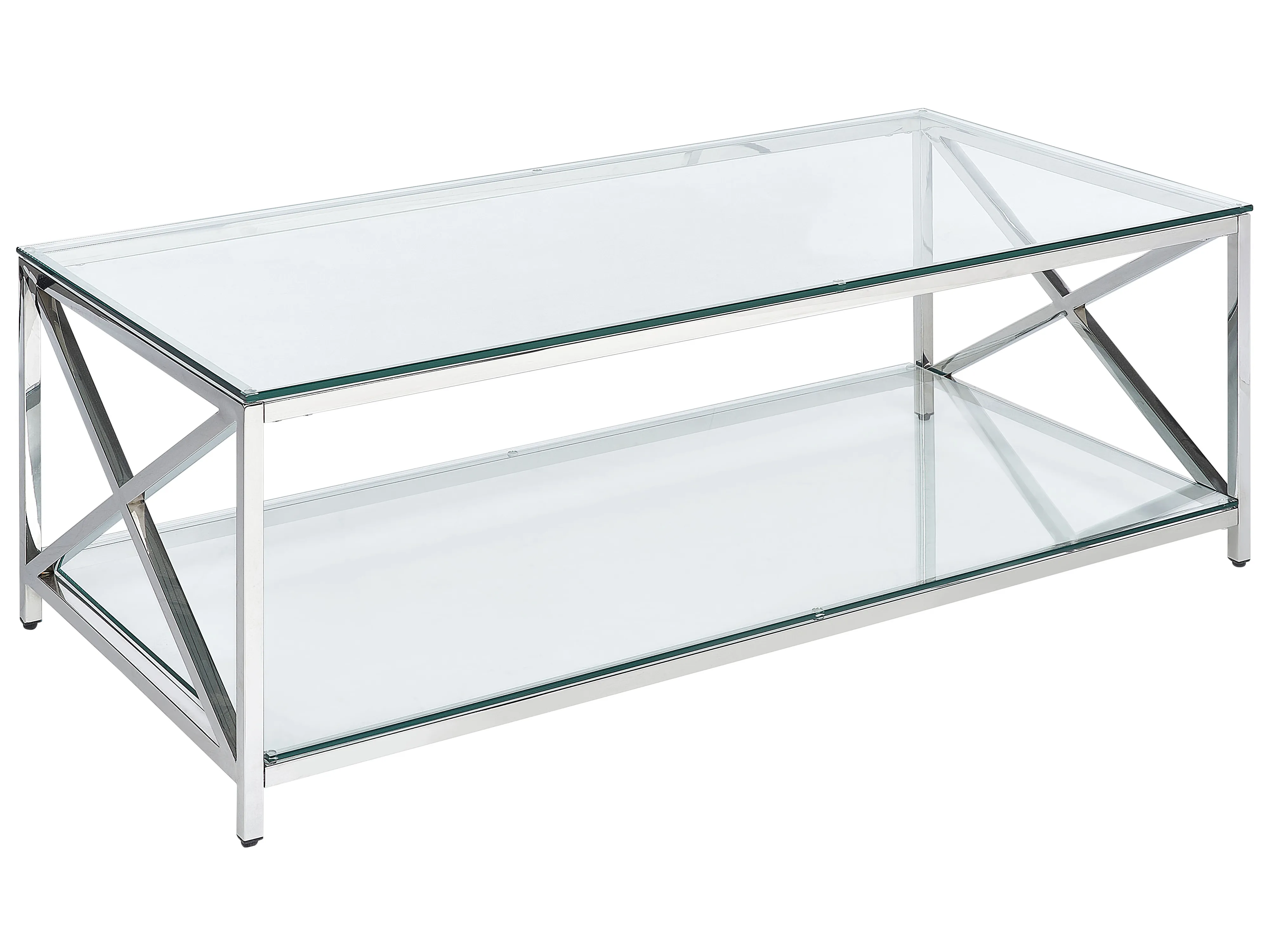 Coffee Table AUDET Tempered Glass Silver