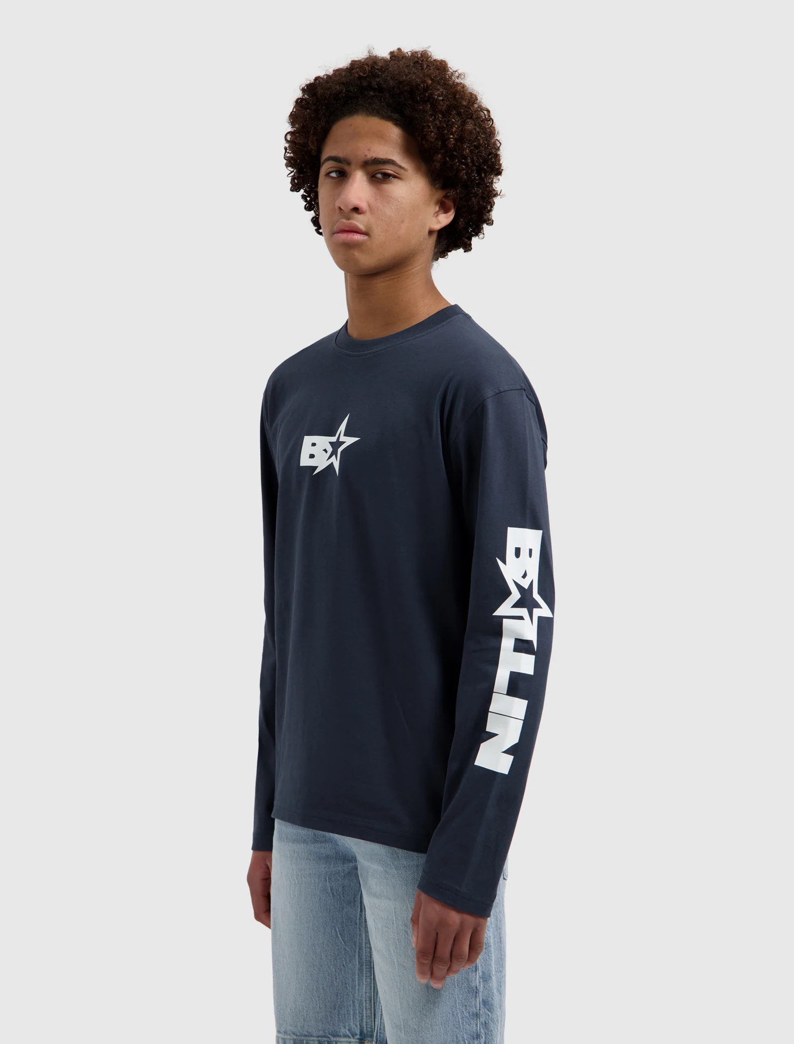 Junior Monogram Star Longsleeve T-shirt | Navy