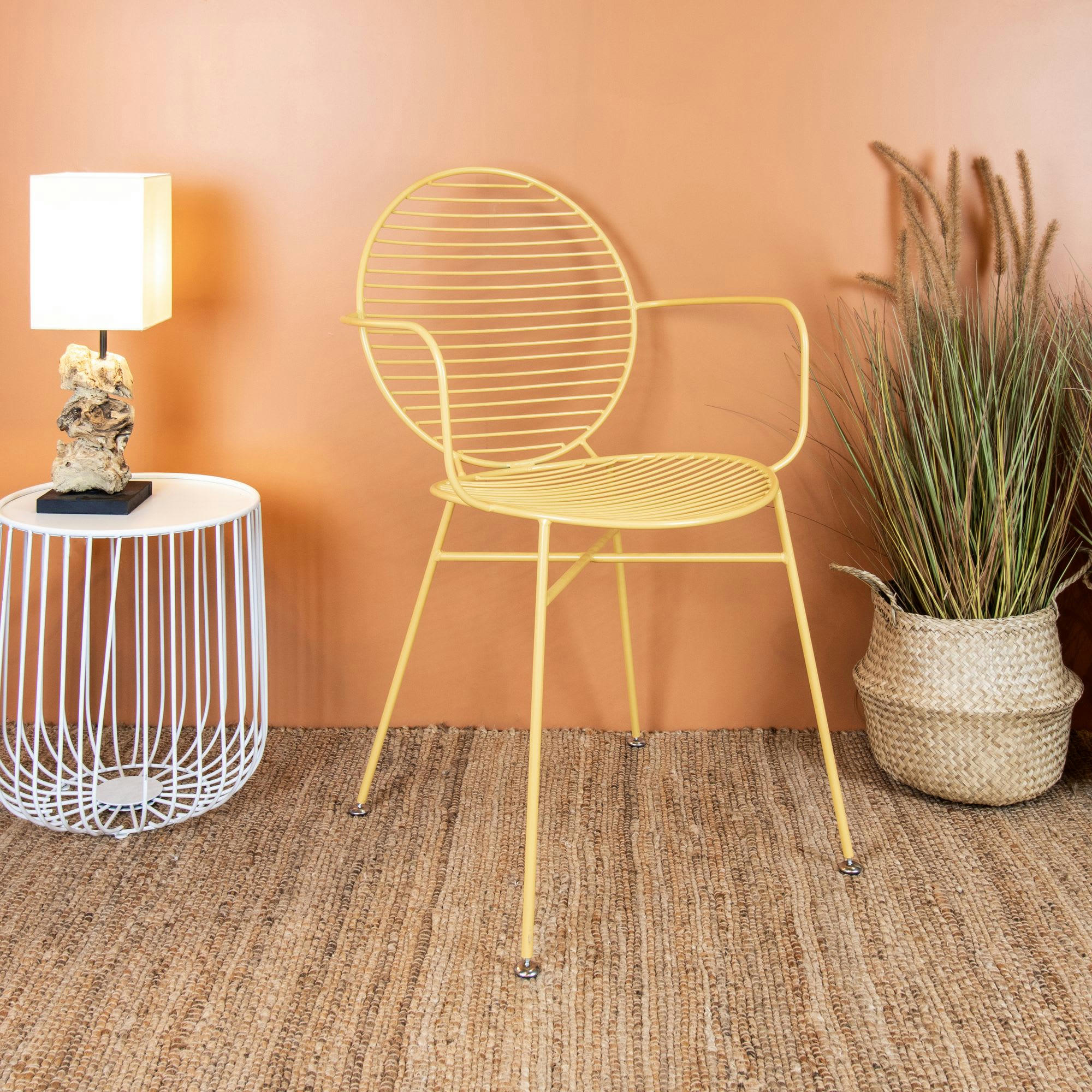 MADISON - Lot de 2 fauteuils de table en métal jaune