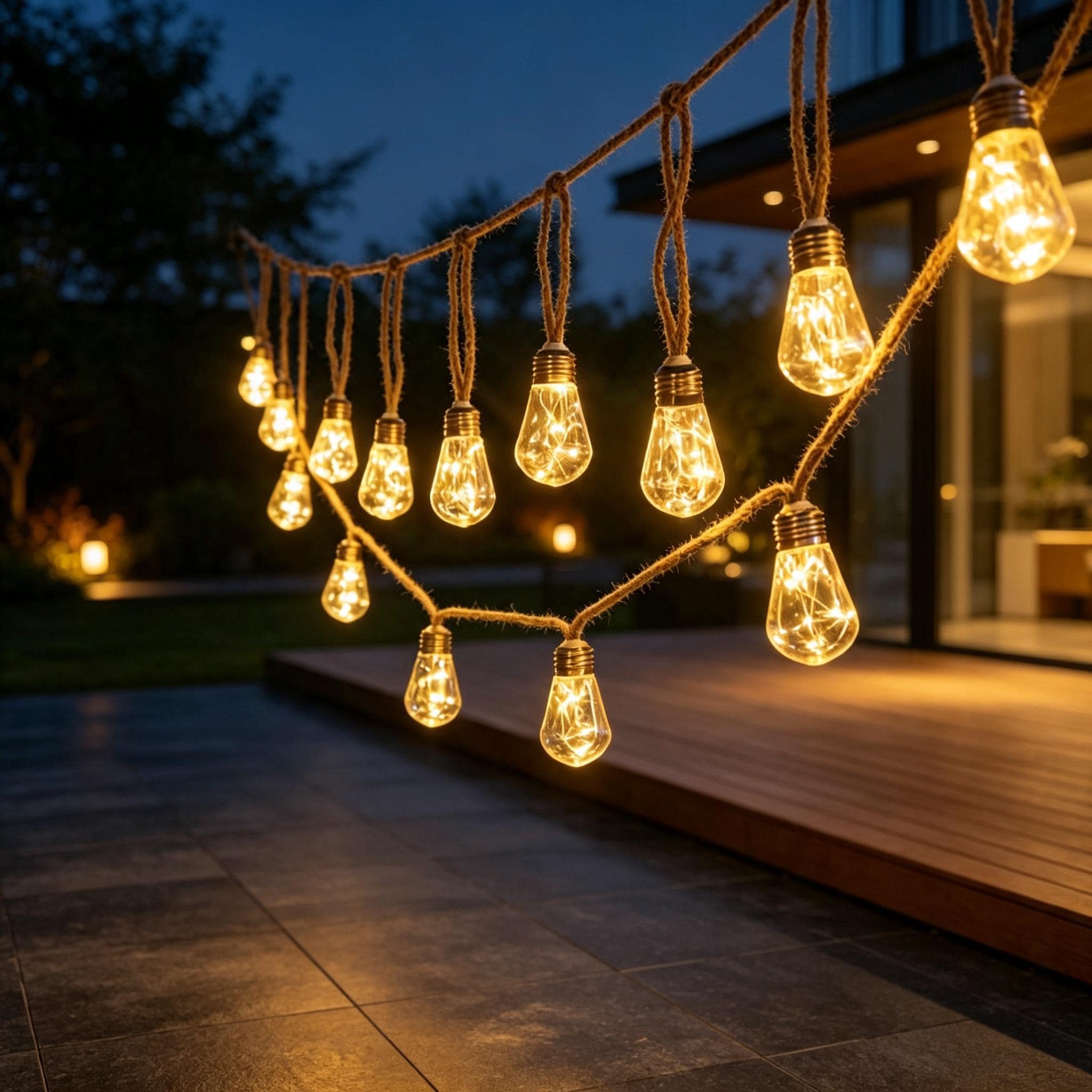 Solar Rope String Lights, Outdoor Waterproof Globe Fairy Lights, Rustic Patio Garden Camping Lights, Cozy Christmas Decor