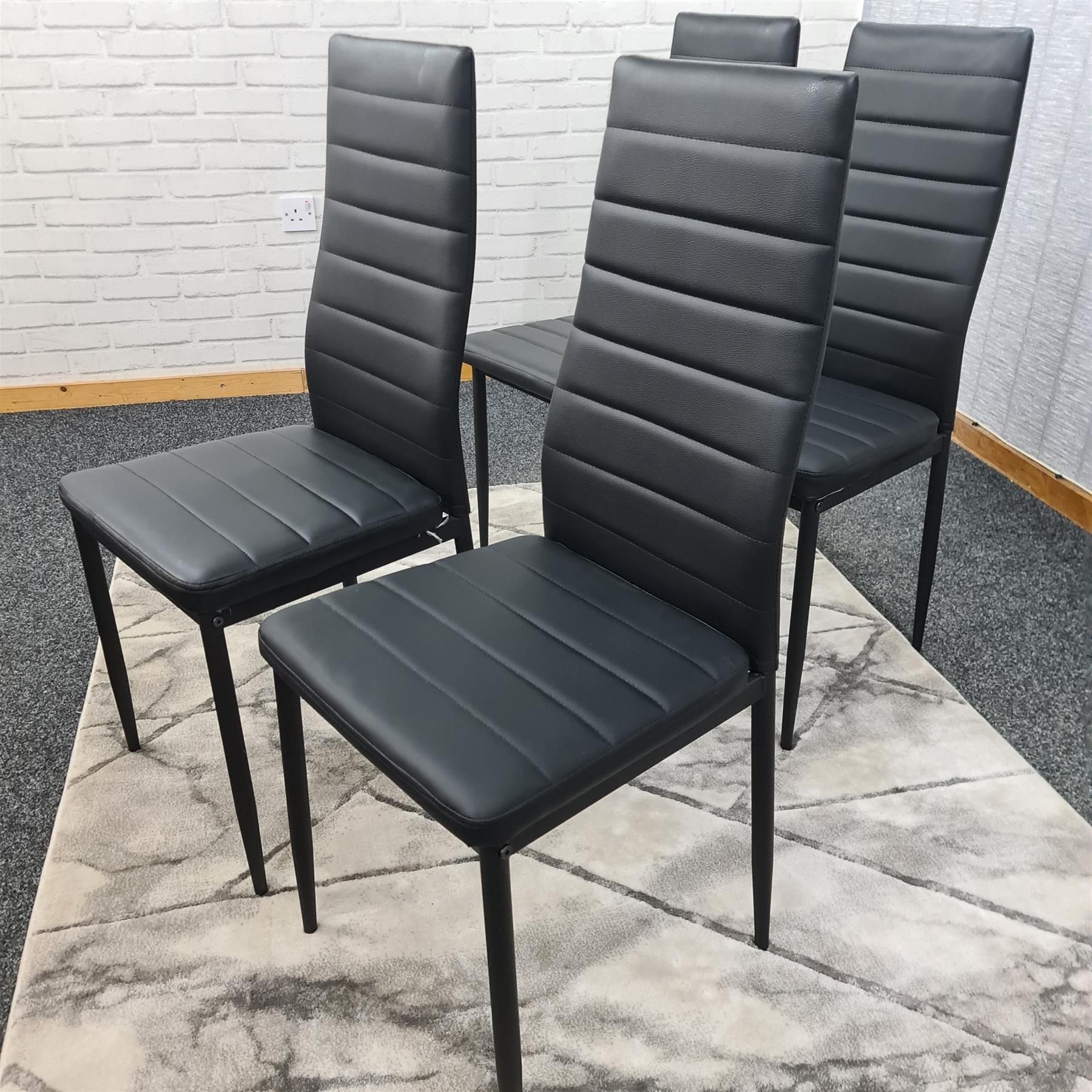 KOSY KOALA Dining Chairs Set of 4 Black Leather Kitchen Chairs