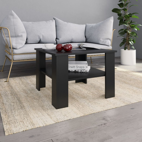 Stolik Kawowy Ława Stół Czarny 60x60x42 Półka Do Salonu Do Pokoju