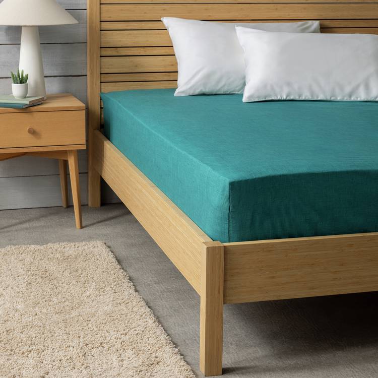 Habitat Texture Printed Teal Fitted Sheet - Single