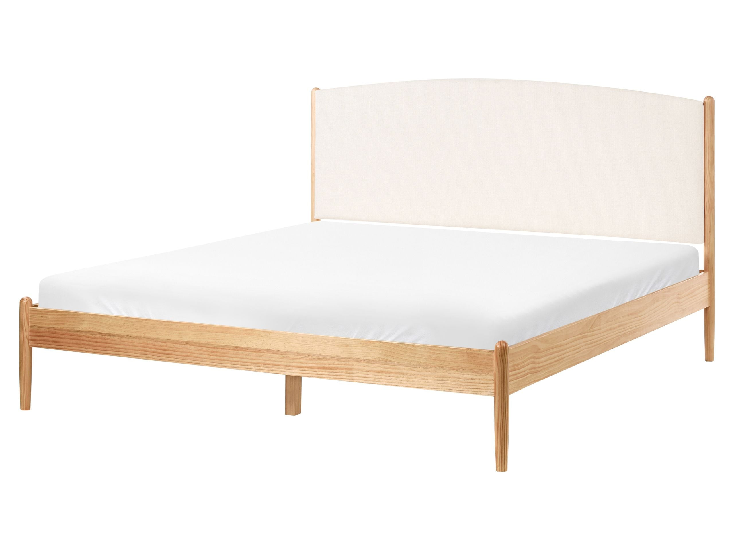 Minimalistyczne łóżko drewniane 160x200 cm rama ze stelażem jasnobrązowe