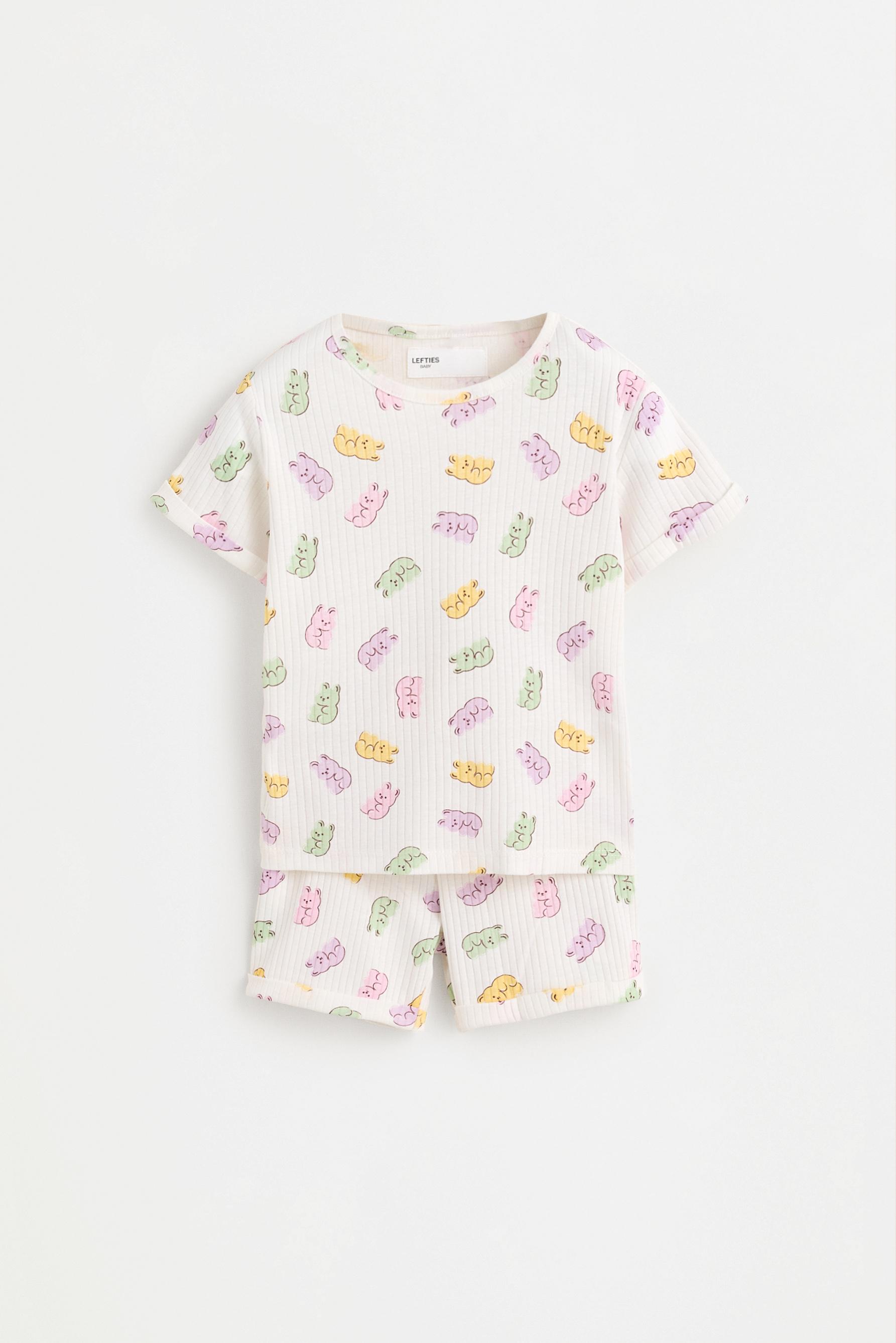 Pijama corto canalé ositos
