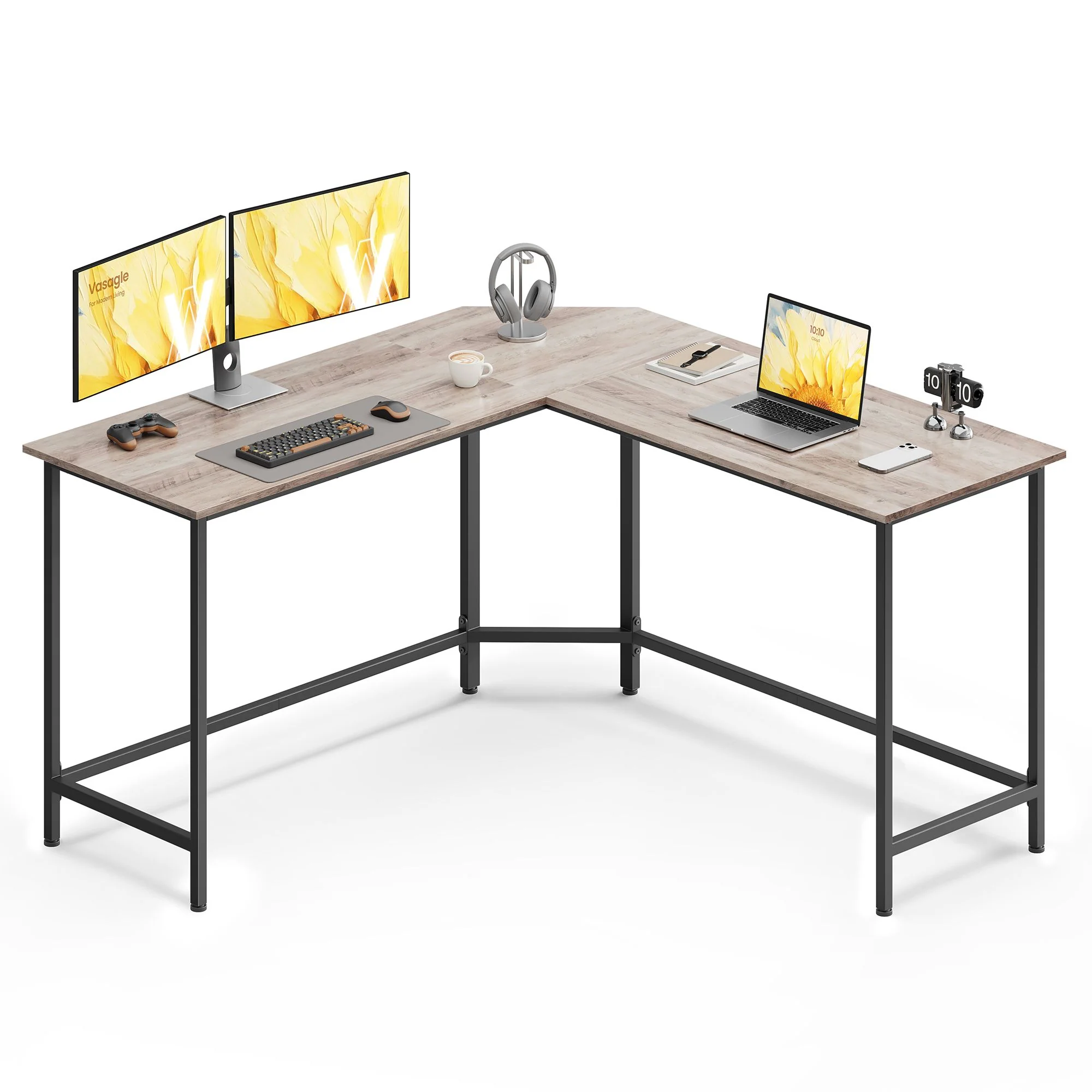 Bureau d’angle grège et noir