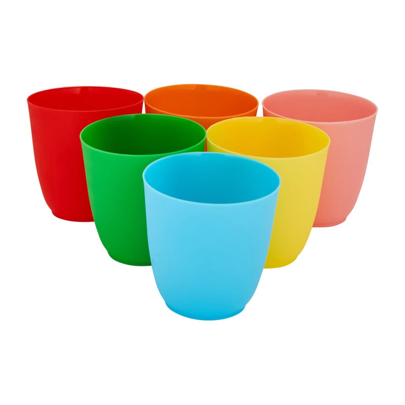Bekers - multikleur - kunststof - &Oslash;8 cm - set van 6