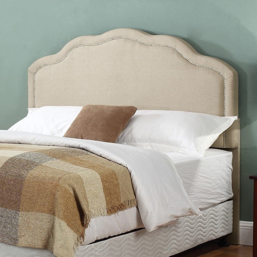 Renee Fabric-upholstered Panel Headboard with Nailhead Trim