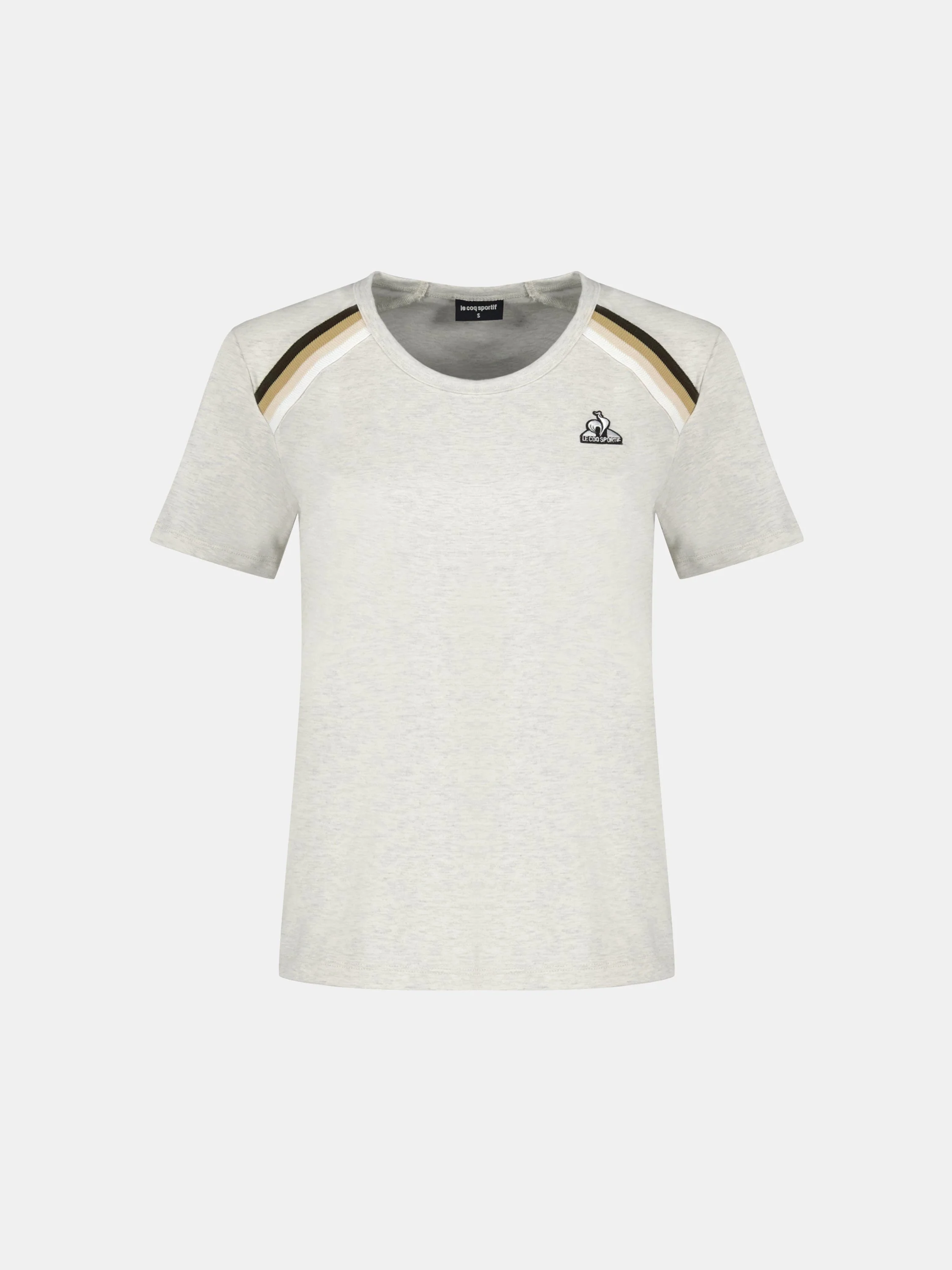 T-shirt en jersey de coton et bandes épaules tricotées