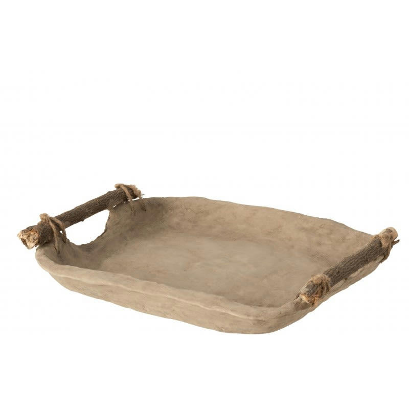 CHAD - Plateau papier mâché marron L34cm