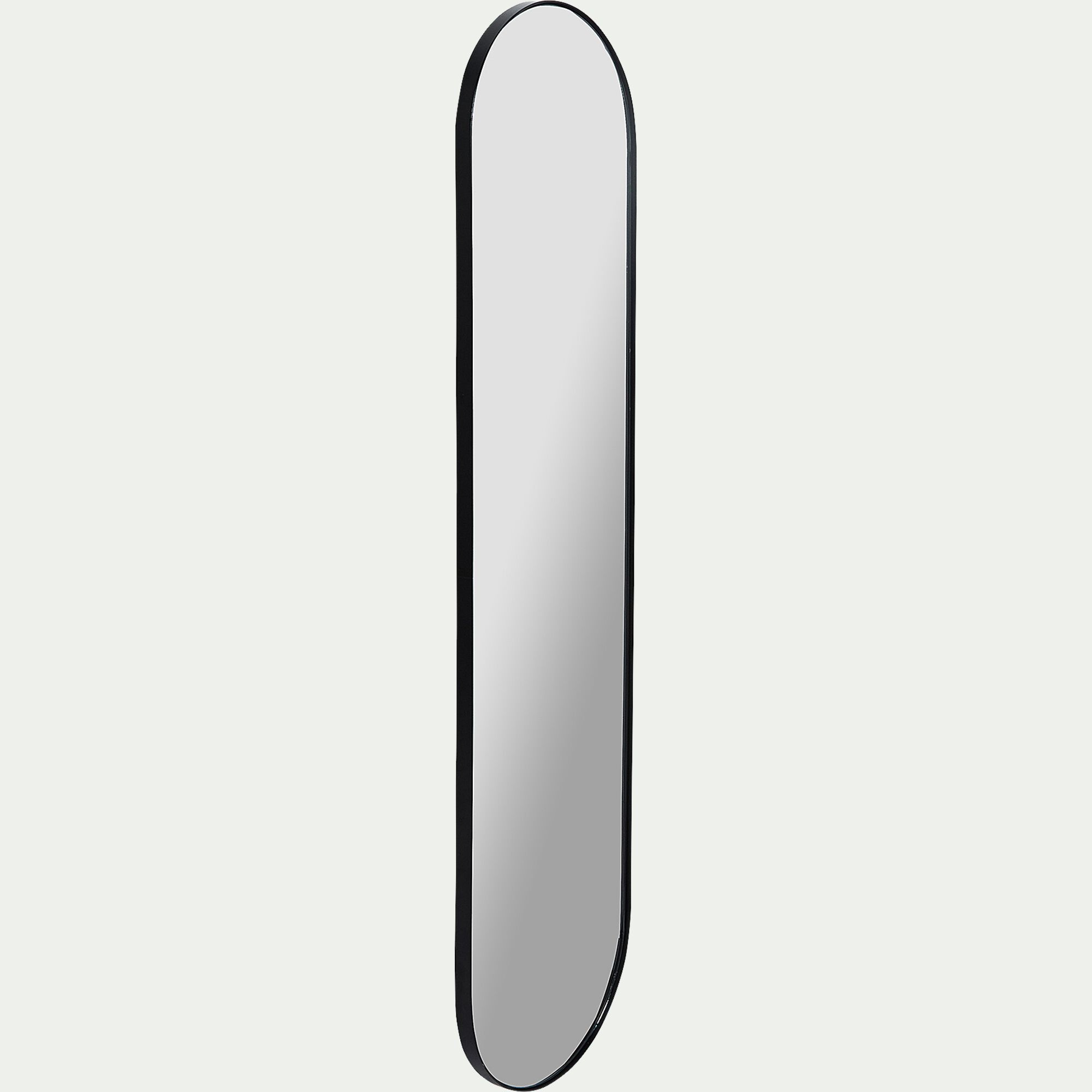 ARSENE - Miroir ovale en métal reflets bleutés - noir 30x120cm