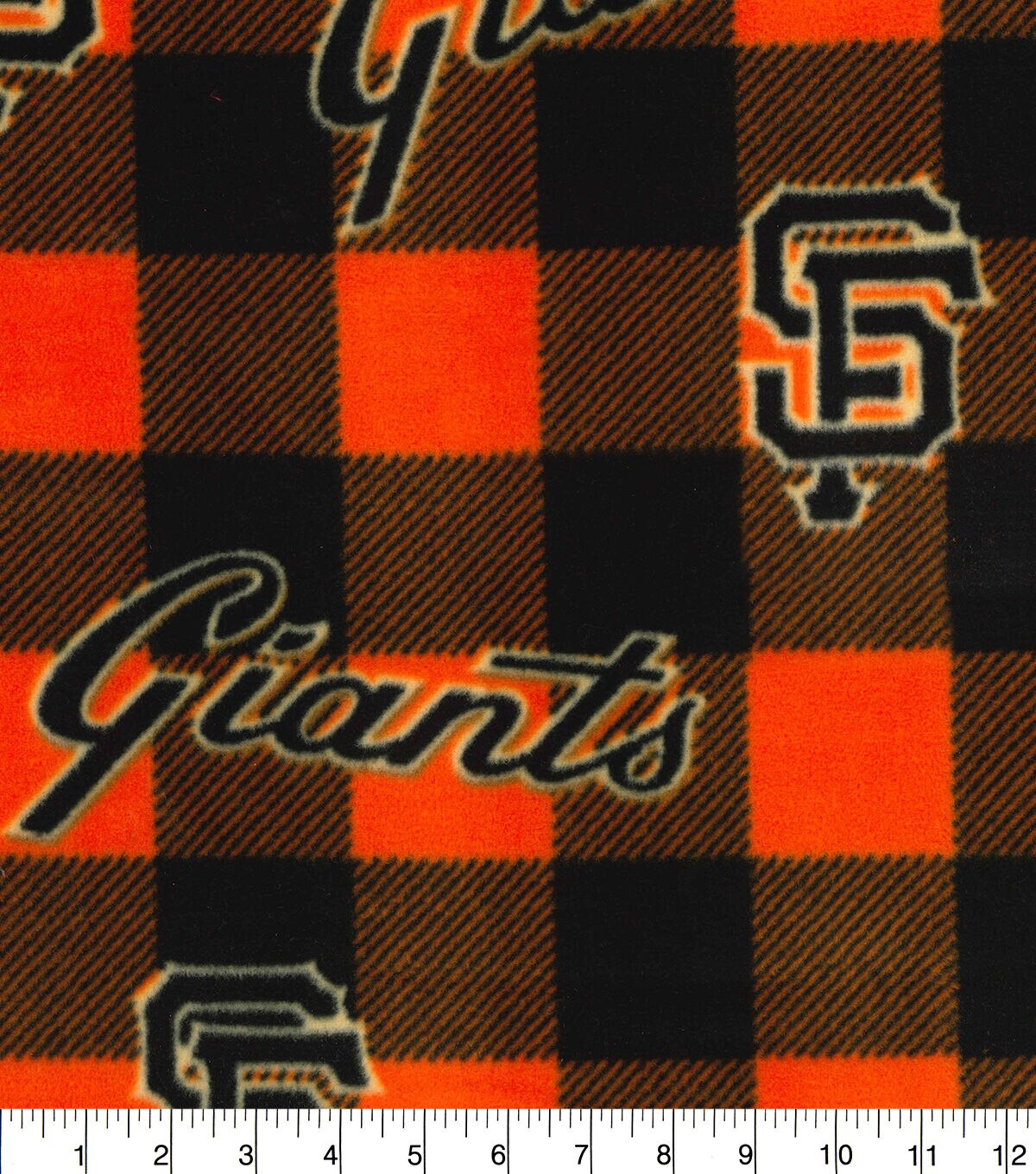 Fabric Traditions San Francisco Giants Fleece Fabric Buffalo Check
