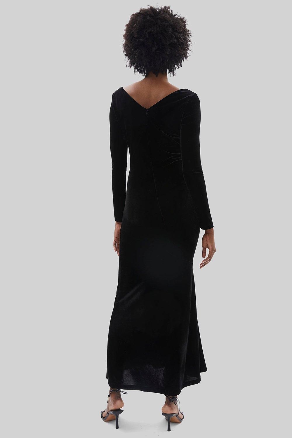 James Lakeland Velvet Side Ruched Midi Dress