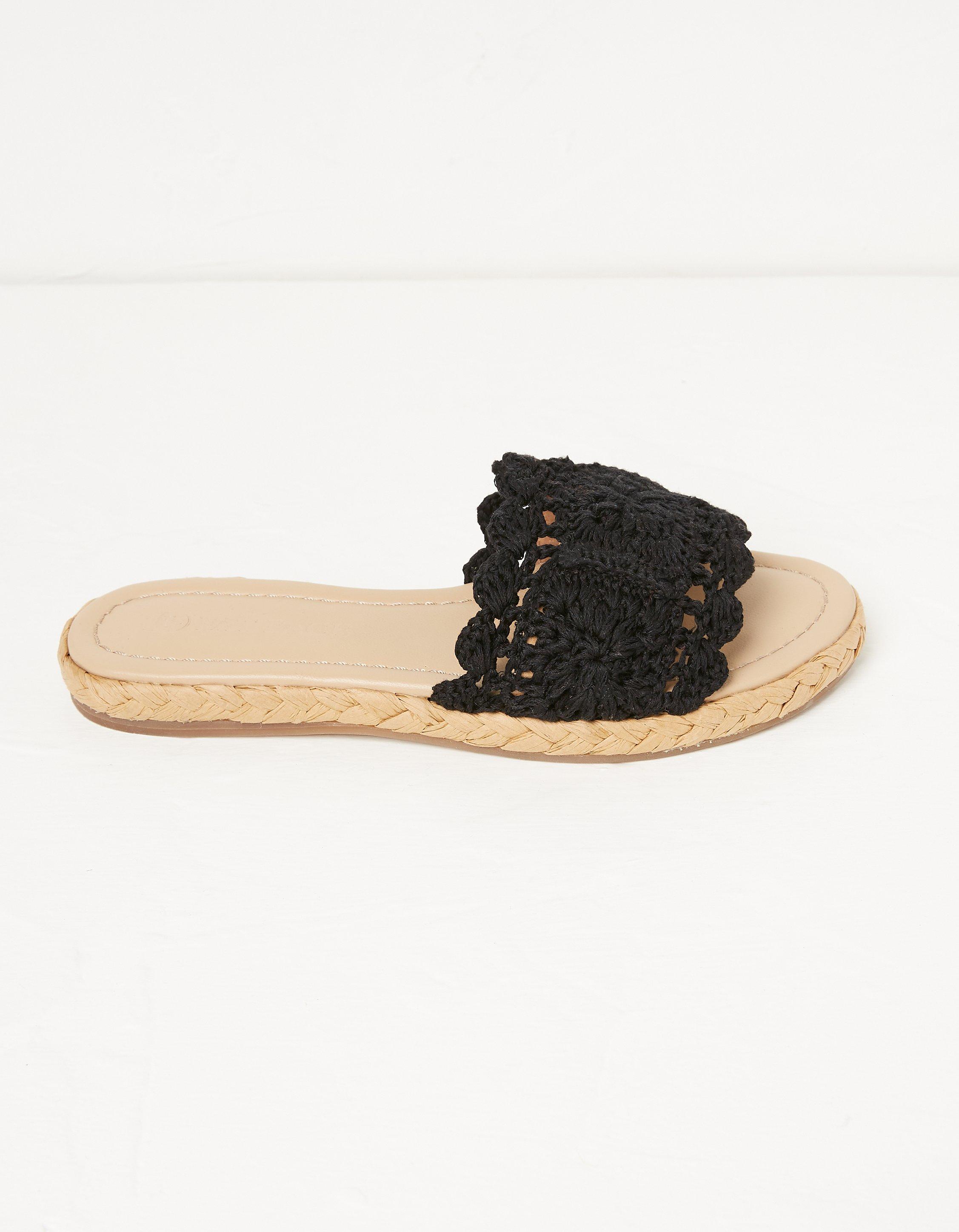 Cate Crochet Raffia Sliders
