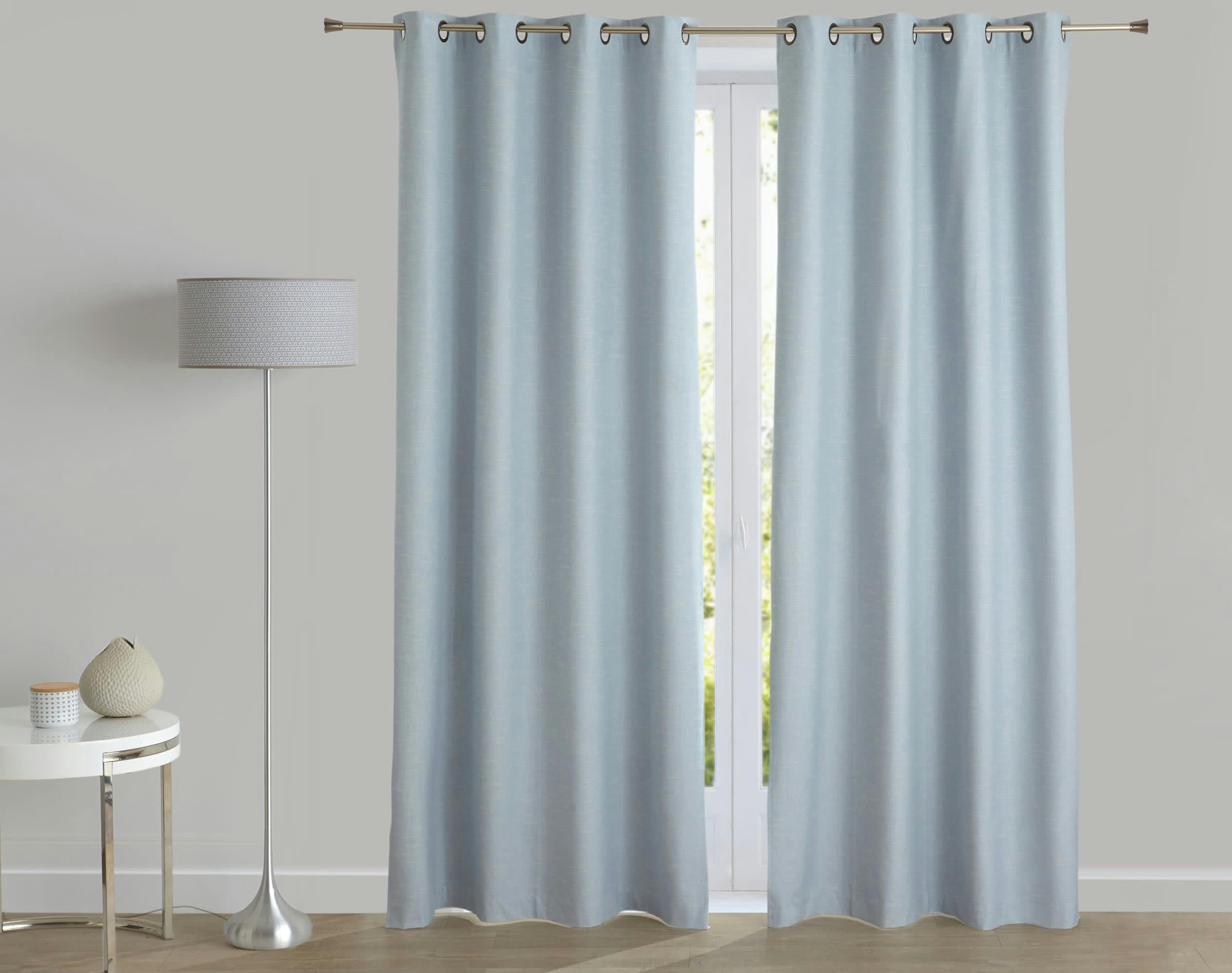 ALPS - Rideau à l'unité monté sur œillet 135x180 en coton bleu