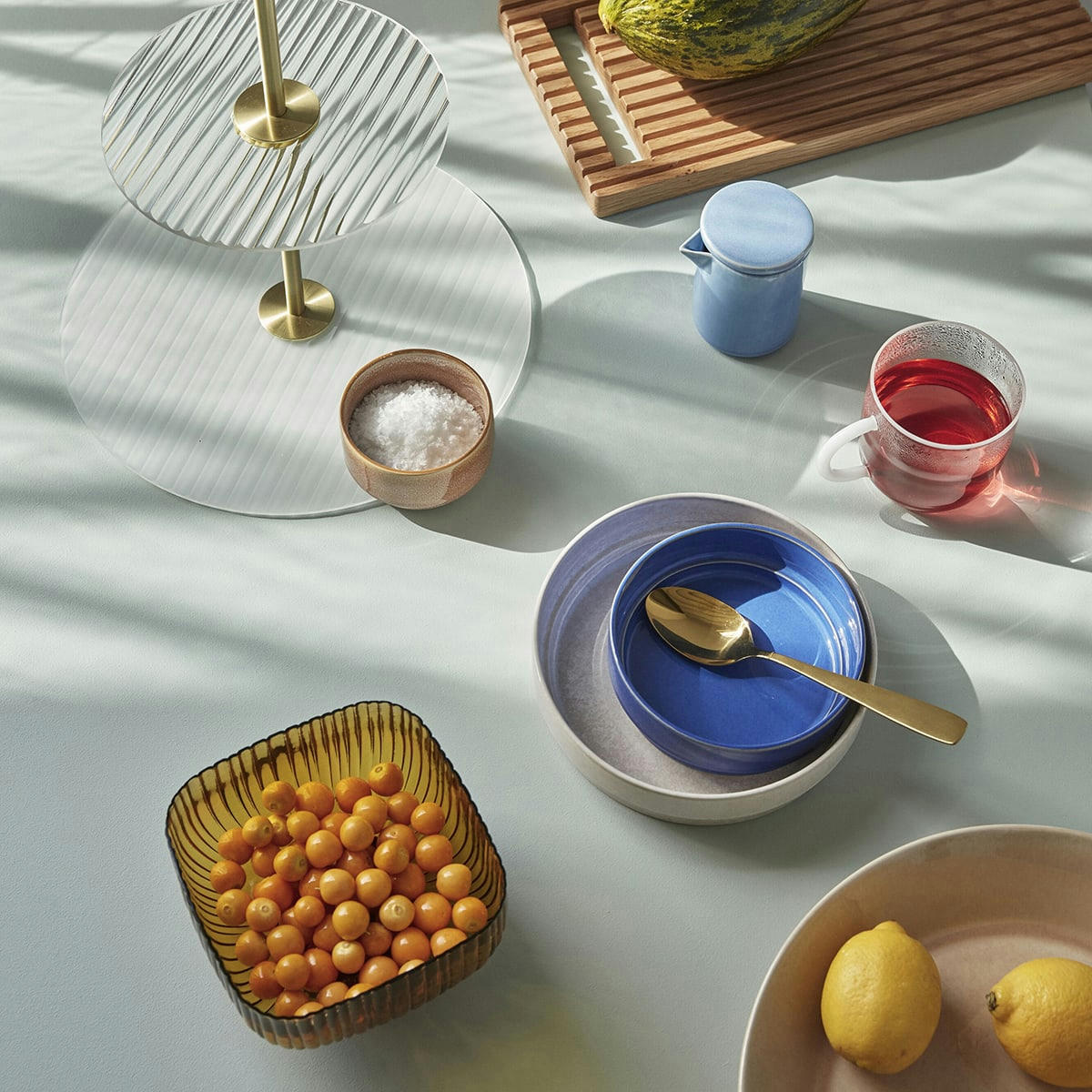 RIPPLE - Etagere en verre et métal dépoli clair et laiton