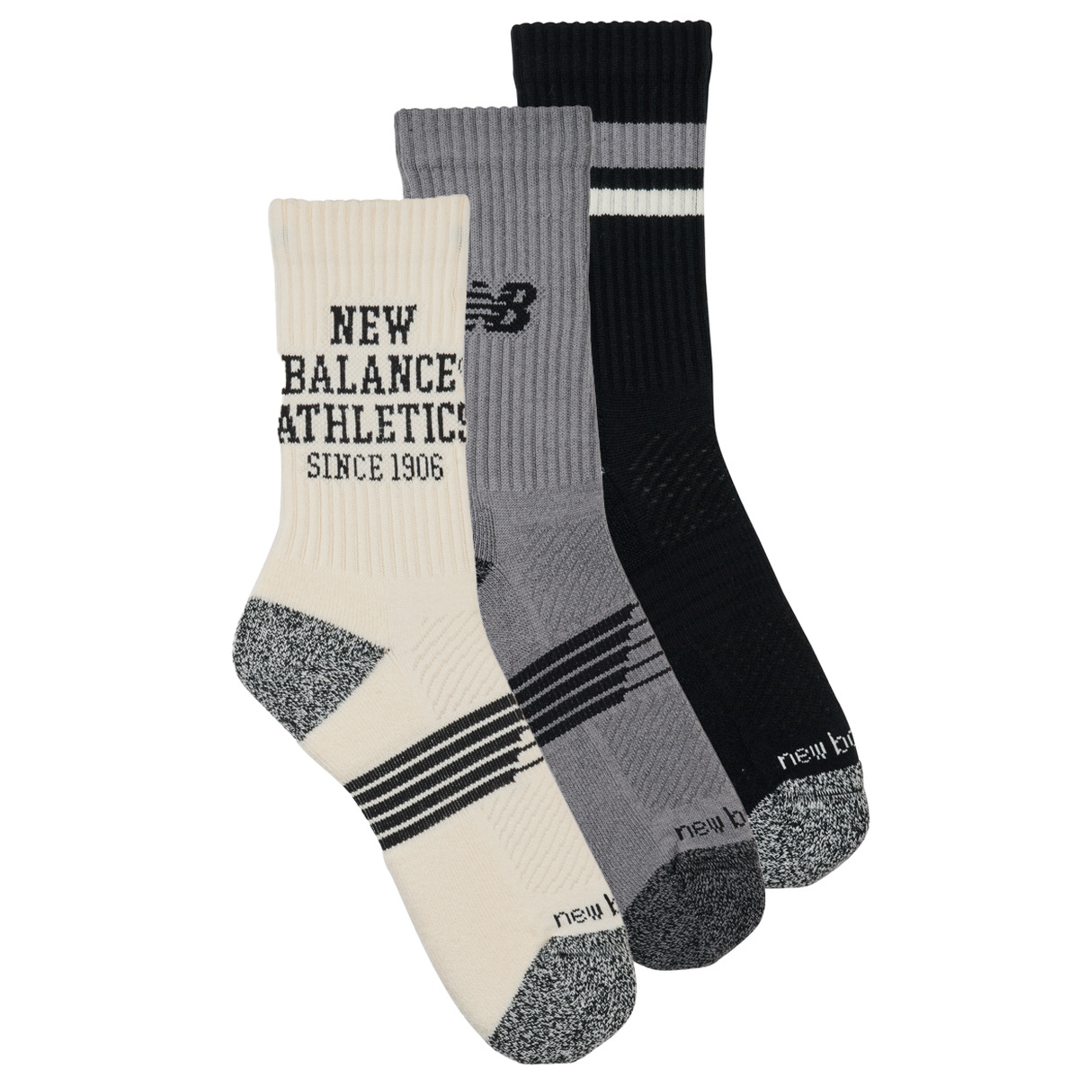 New Balance - ACTIVE LIFESTYLE GRAPHIC CREW SOCKS 3 PACKS - Grey
