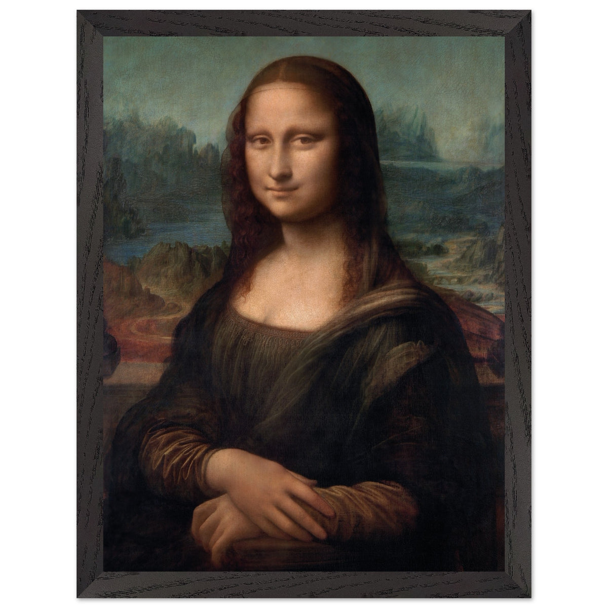 Artfulprints Poster met Lijst Leonardo Da Vinci - Mona Lisa  - 30x40 cm - Bruin